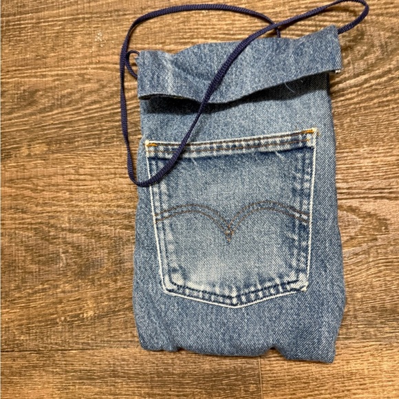 Upcycled Levi’s mini back pocket tote great vintage condition flannel lined - Picture 10 of 14